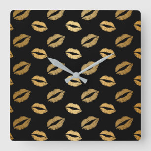 Reloj Cuadrado Besos dorados