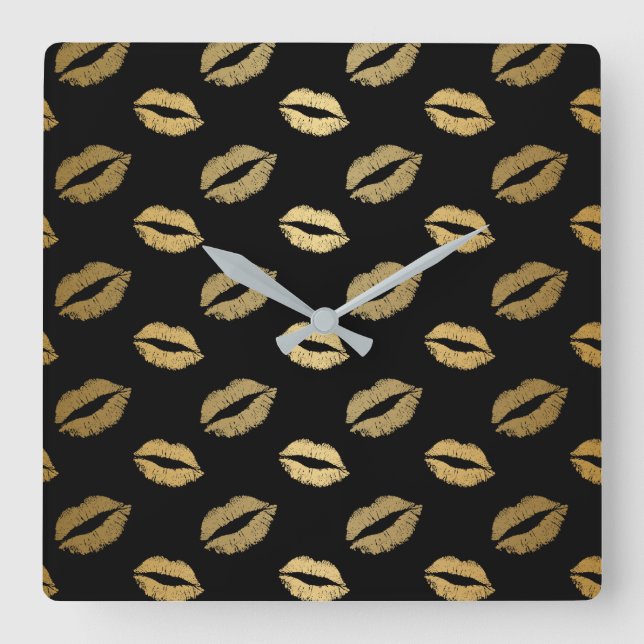 Reloj Cuadrado Besos dorados (Anverso)
