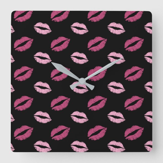 Reloj Cuadrado Besos Rosados (Anverso)