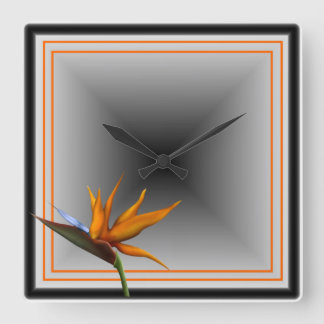 Reloj Cuadrado Besos salados de decoración tropical pájaro del pa