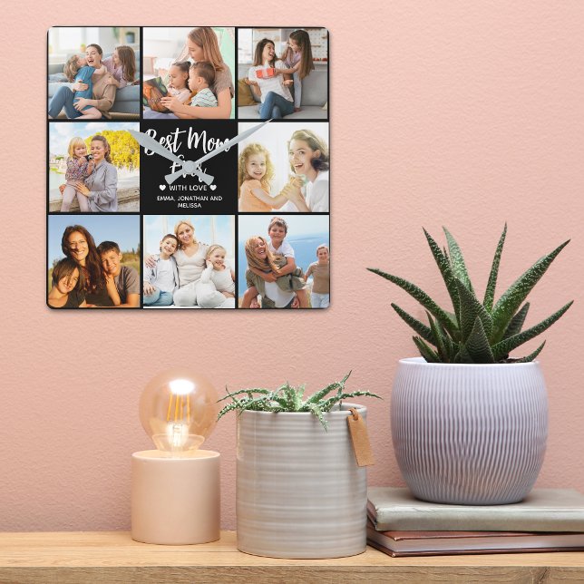 Reloj Cuadrado Best Mom Ever Collage 8 Photos of Children's (Subido por el creador)