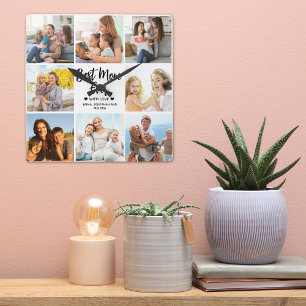 Reloj Cuadrado Best Mom Ever Collage 8 Photos of Children's