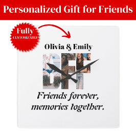 Reloj Cuadrado BFF Photo Wall Clock – Personalized Gift