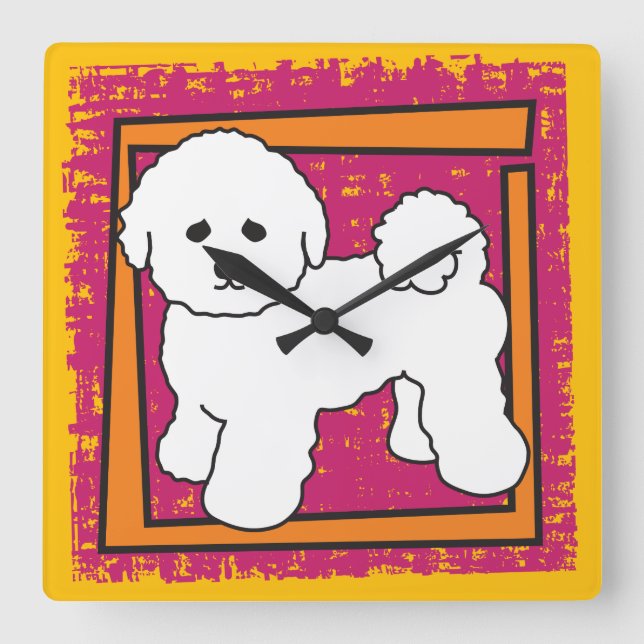 Reloj Cuadrado Bichon Frise (Anverso)
