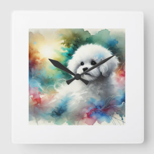 Reloj Cuadrado Bichon Frise in Nature 170924AREF105 - Watercolor
