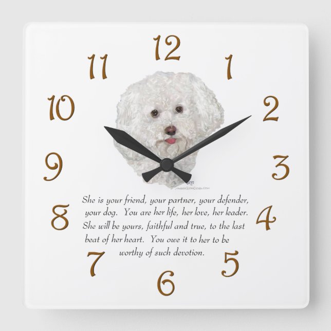Reloj Cuadrado Bichon Frise Keepsake FEMALE (Anverso)