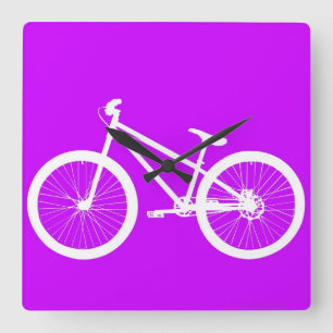 Reloj Cuadrado Bici blanca en púrpura