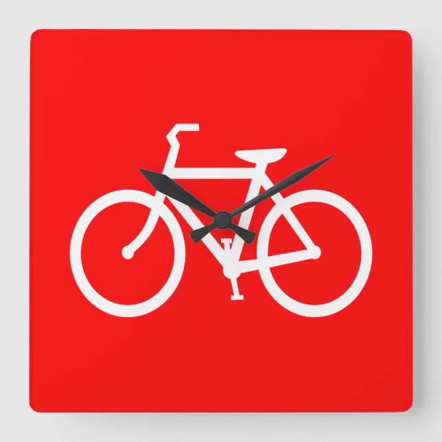 Reloj Cuadrado Bici roja y blanca (Anverso)