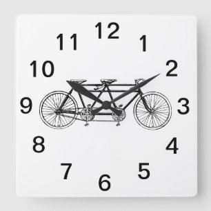 Reloj Cuadrado Bicicleta antigua para dos / Bicicleta tándem