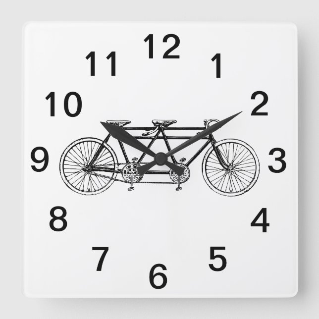 Reloj Cuadrado Bicicleta antigua para dos / Bicicleta tándem (Anverso)