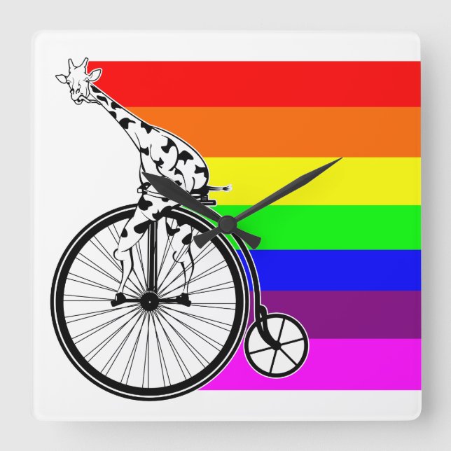 Reloj Cuadrado Bicicleta del orgullo gay (Anverso)