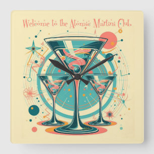 Reloj Cuadrado Bienvenido al Triple Play del Club Atomic Martini