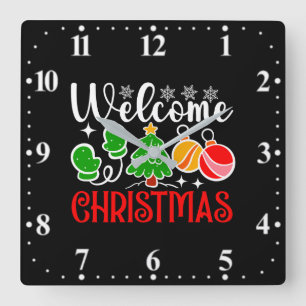 Reloj Cuadrado Bienvenido Navidad