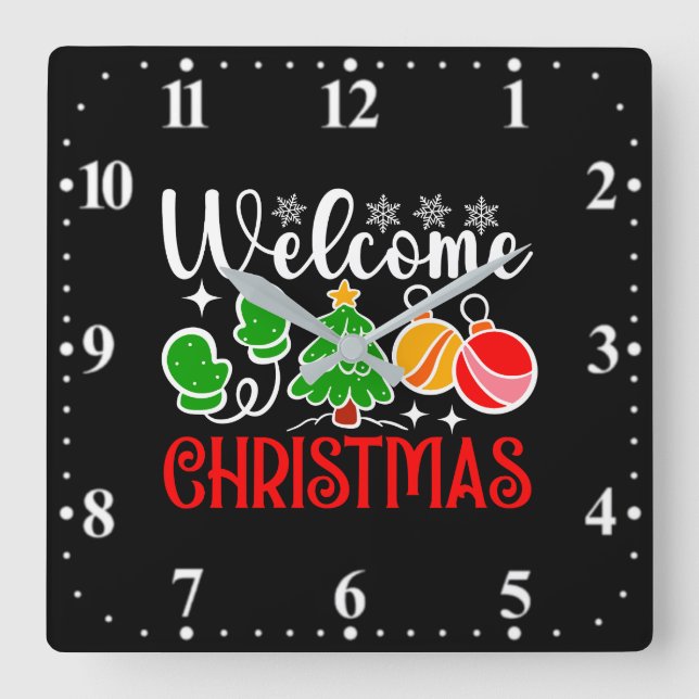 Reloj Cuadrado Bienvenido Navidad (Anverso)