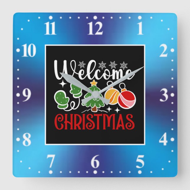 Reloj Cuadrado Bienvenido Navidad (Anverso)