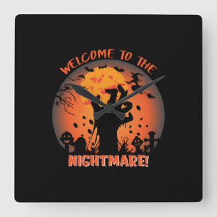 Reloj Cuadrado Bienvenidos A Halloween A La Pesadilla