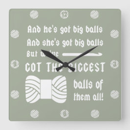 Reloj Cuadrado Big Balls of Yarn ・ Crochet Craft Room {Dark}