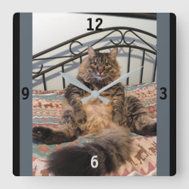 Reloj Cuadrado Big Huggable Cat Wall Clock