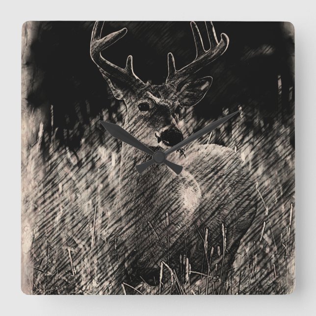 Reloj Cuadrado Big Meadows Buck Wall Clock (Anverso)