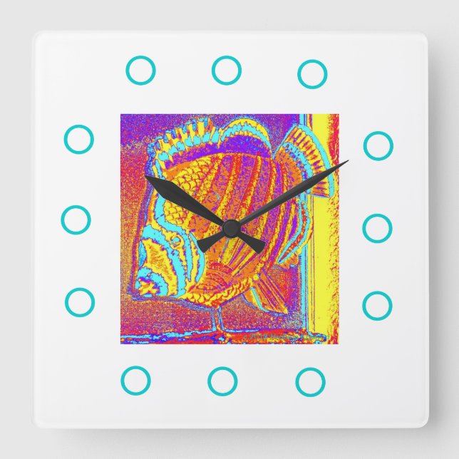 RELOJ CUADRADO BIG ORANGE FISH CLOCK (Anverso)