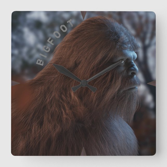 RELOJ CUADRADO BIGFOOT SASQUATCH RETRATO EN PERFIL EN DUSK IV (Anverso)