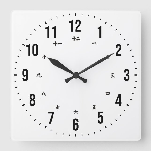 Reloj Cuadrado Bilingual English/Japanese Clock (Anverso)