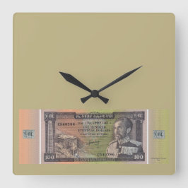 Reloj Cuadrado Billete Antiguo de Birr Etíope