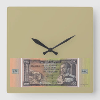 Reloj Cuadrado Billete Antiguo de Birr Etíope