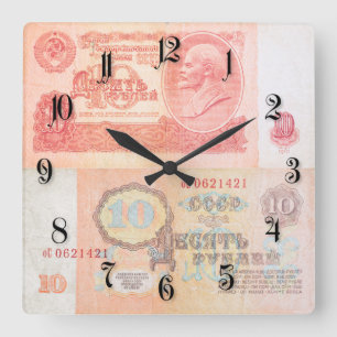 Reloj Cuadrado Billete soviético de 10 rublos
