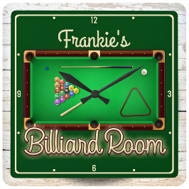 Reloj Cuadrado Billiards AGREGAR NOMBRE Mesa de billar Sala de ju