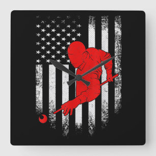 Reloj Cuadrado Billiards Lover American Flag Billiards Gift