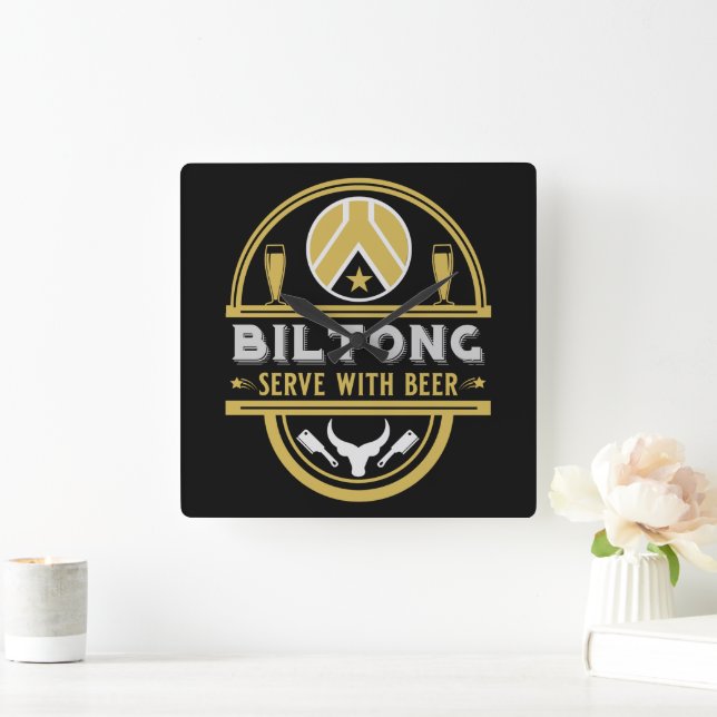 Reloj Cuadrado Biltong Y Cerveza (Hogar)