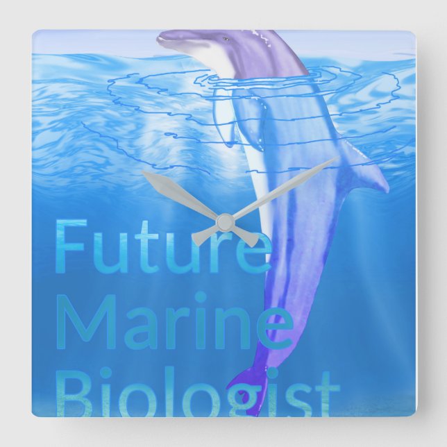 Reloj Cuadrado Biólogo marino futuro (Anverso)
