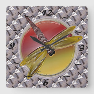 Reloj Cuadrado Birch Bark Dragonfly