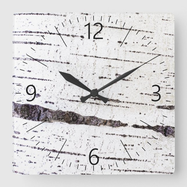 Reloj Cuadrado Birch bark pattern (Anverso)