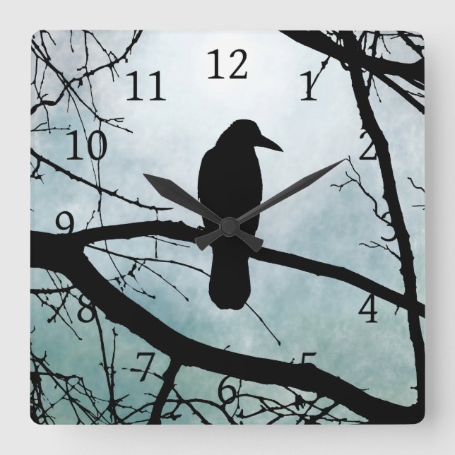 Reloj Cuadrado bird 77 Crow Raven (Anverso)