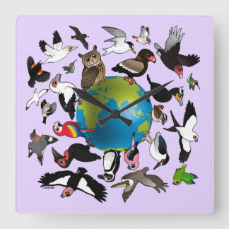 Reloj Cuadrado Birdorables Around the World
