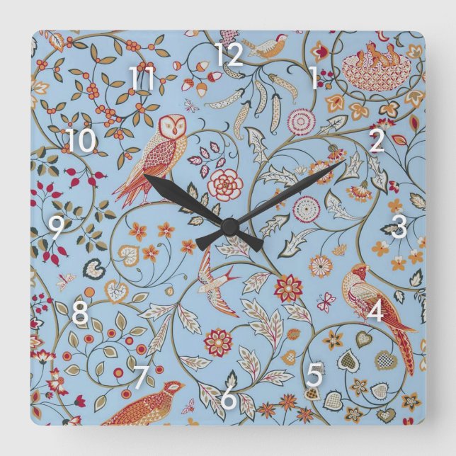Reloj Cuadrado Birds and Flowers, William Morris (Anverso)