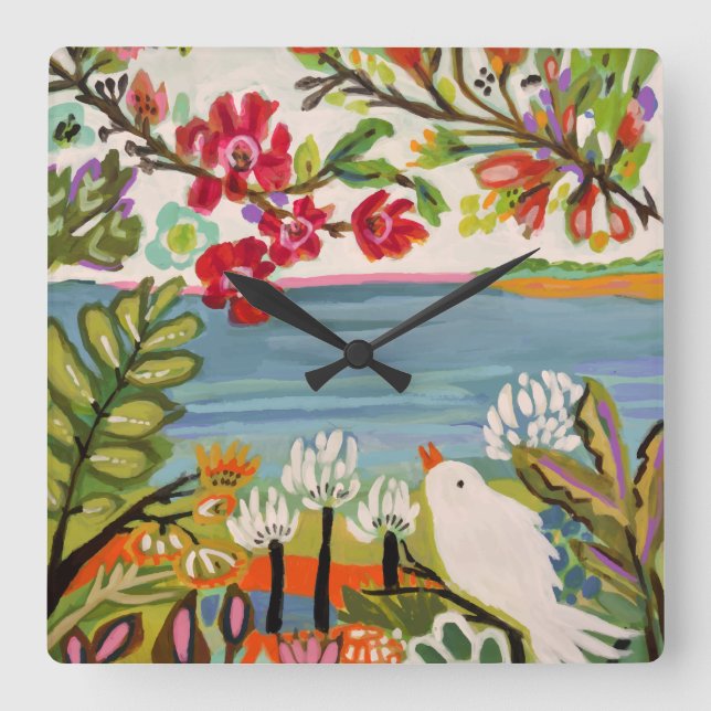 Reloj Cuadrado Birds in the Garden (Anverso)