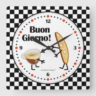 Reloj Cuadrado Biscotti y café - Buon Giorno - comidas amistosas