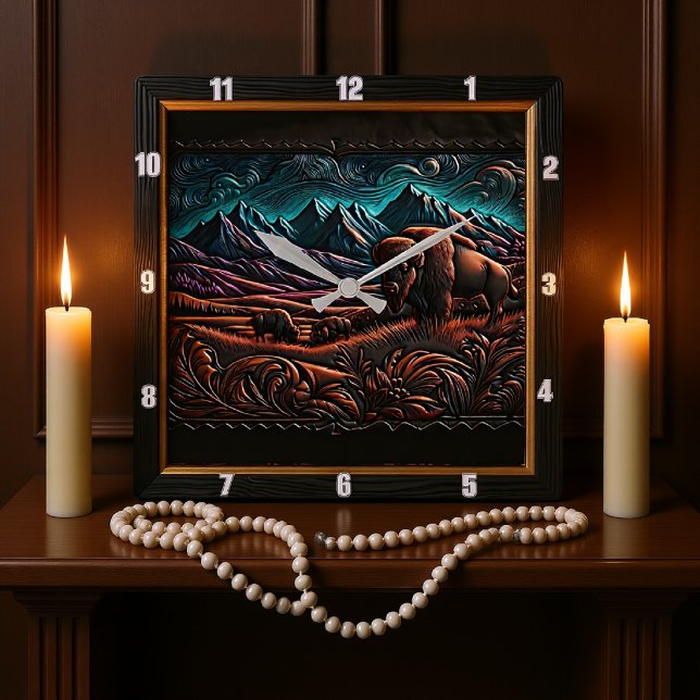 Reloj Cuadrado Bison Buffalo Bison Wilderness (Subido por el creador)