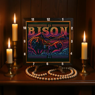Reloj Cuadrado Bison Buffalo Tooled Buffalo