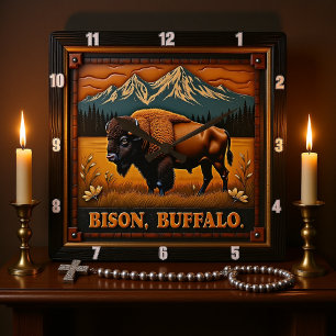 Reloj Cuadrado Bison Buffalo Western Bison