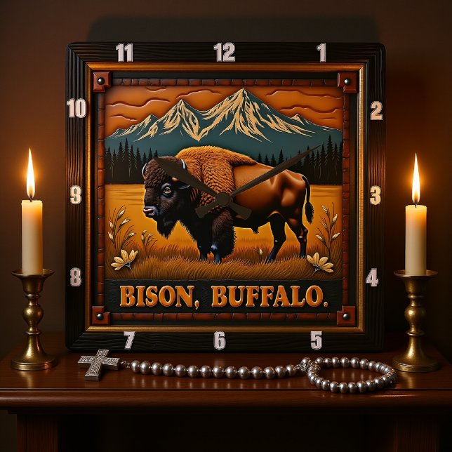 Reloj Cuadrado Bison Buffalo Western Bison (Subido por el creador)