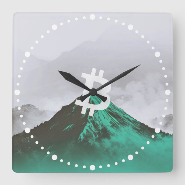 Reloj Cuadrado Bitcoin All-Time-High (ATH) (Anverso)