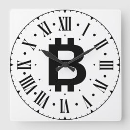 Reloj Cuadrado Bitcoin B Bold Roman Numeral Wall Clock