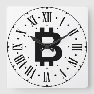 Reloj Cuadrado Bitcoin B Bold Roman Numeral Wall Clock