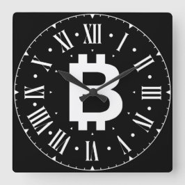Reloj Cuadrado Bitcoin B Cool Roman Numeral Wall Clock