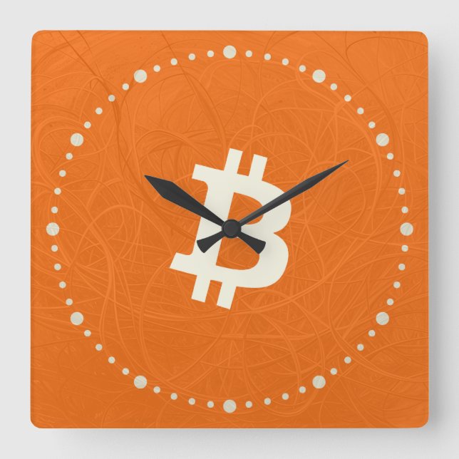 Reloj Cuadrado Bitcoin Classic Naranja (Neurona) (Anverso)