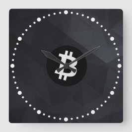 Reloj Cuadrado Bitcoin Cristal Negro
